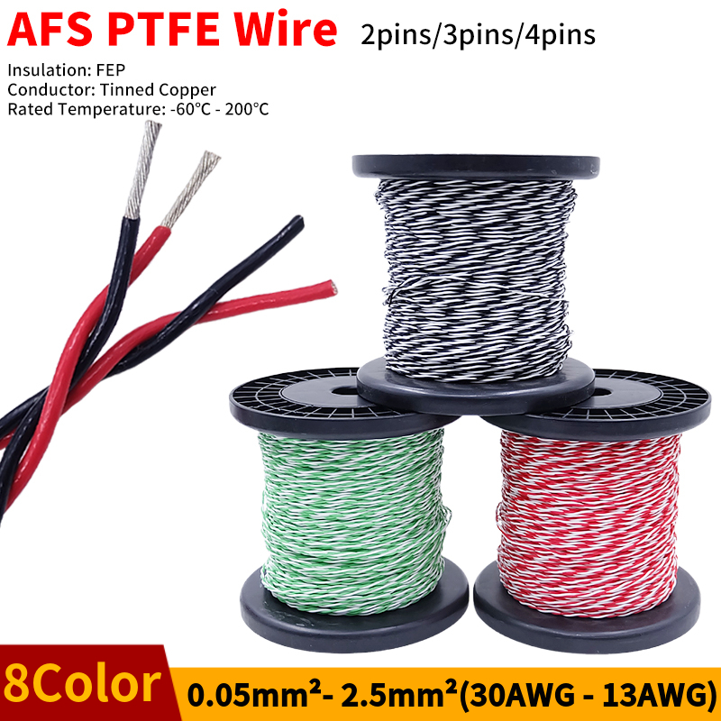 Diy Electronics Music - PTFE Wire AFS200 2pins 26/25/24/22/20/18/17/15/13AWG FEP