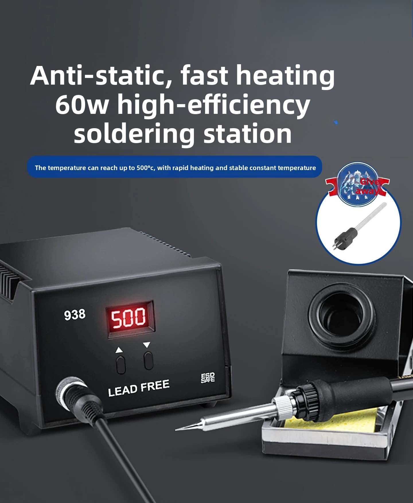 Diy Electronics Workstation - 936B 60W Adjustable Temperature Soldering Station