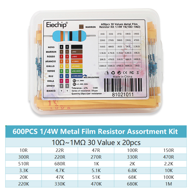 300/600PCS 1/4W Kit de resiste - Resistor Kit 1 4W review and price