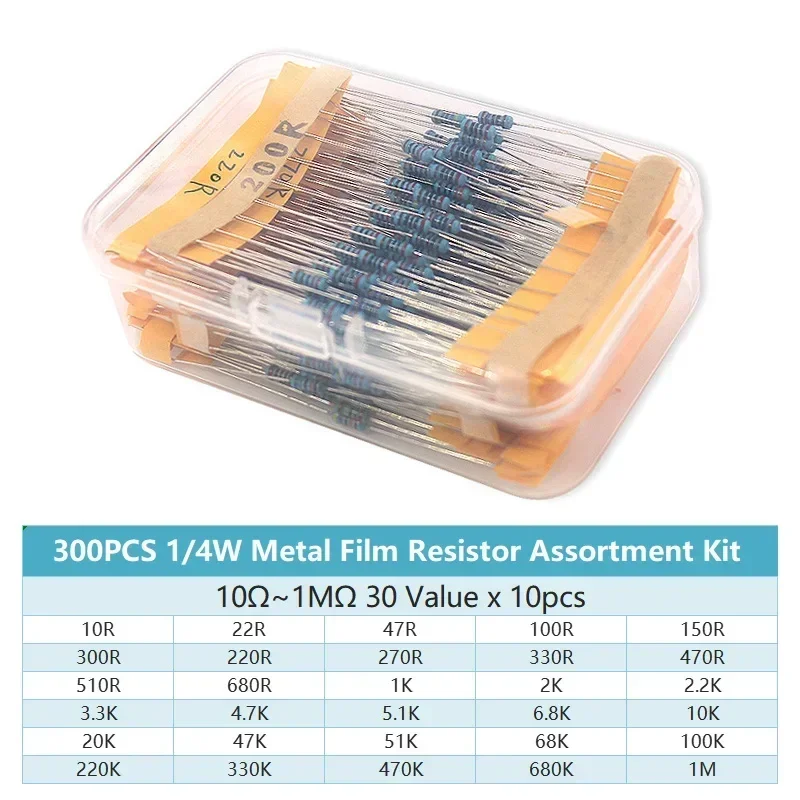 300/600PCS 30Values 1/4W Metal - Resistor Kit 1 4W review and price