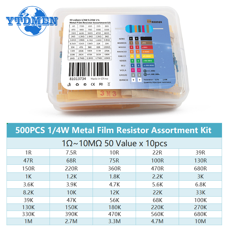 300-600PCS 1/4W Metal Film Res - Resistor Kit 1 4W review and price