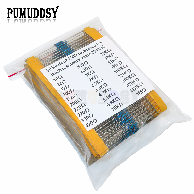 600pcs/set 30 Kinds 1/4W Resis - Resistor Kit 1 4W review and price
